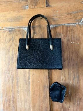 Vintage Art Deco Ostrich Leather Handbag Bag